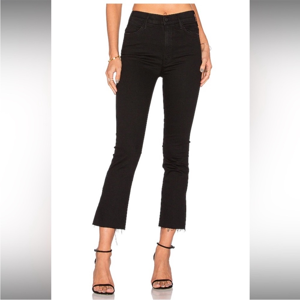 Mother The Hustler Frayed Ankle Jeans in Black